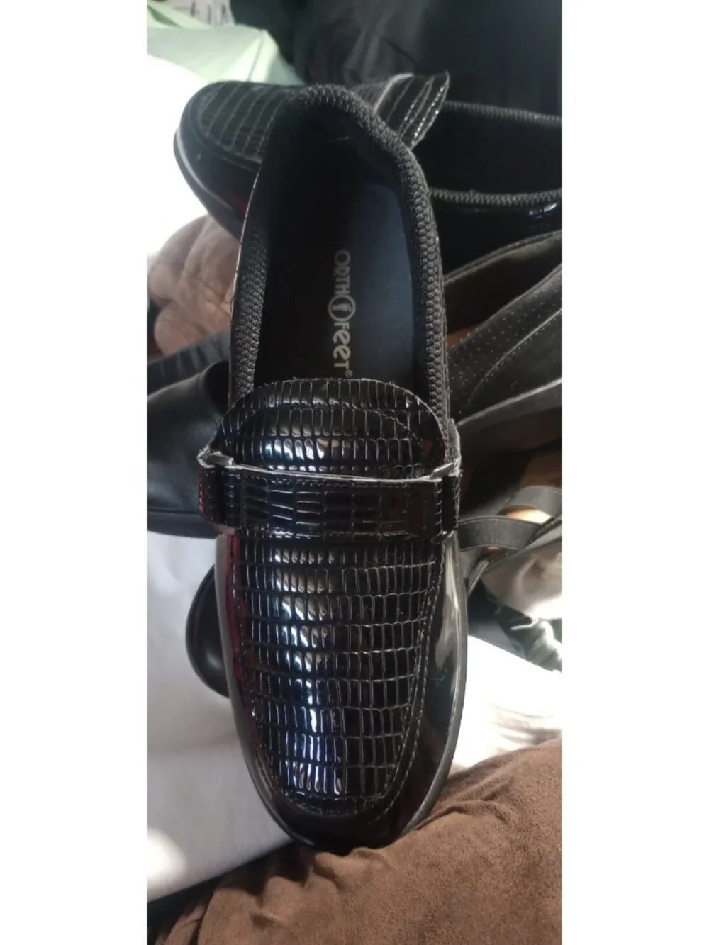 ORTHOFEET 819 CHELSEA CROC Black Women’s Size 11 D Patent Leather Shoes